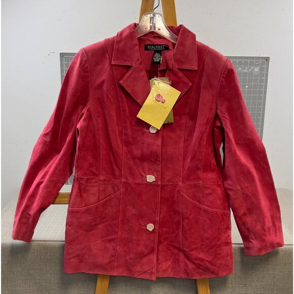 Dialogue Women's Suede Leather Blazer Jacket Red Sz Medium NOS W/Tags - Picture 1 of 8
